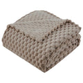 KORBLISS Super Soft Fleece Twin Blanket 50x70 Inches for Couch Premium Silky with 3D Imitation Turtle Shell Jacquard Decorative Blankets Lightweight and Cozy for Sofa.Taupe