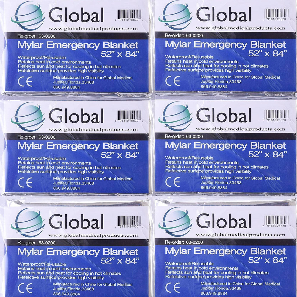 Medical Sales Supply Emergency Mylar Thermal Blankets - Pack of 6 | Survival Space Fire Blankets for Outdoor Adventures Marathons First Aid | Waterproof & Windproof | Ideal for Camping & Hiking