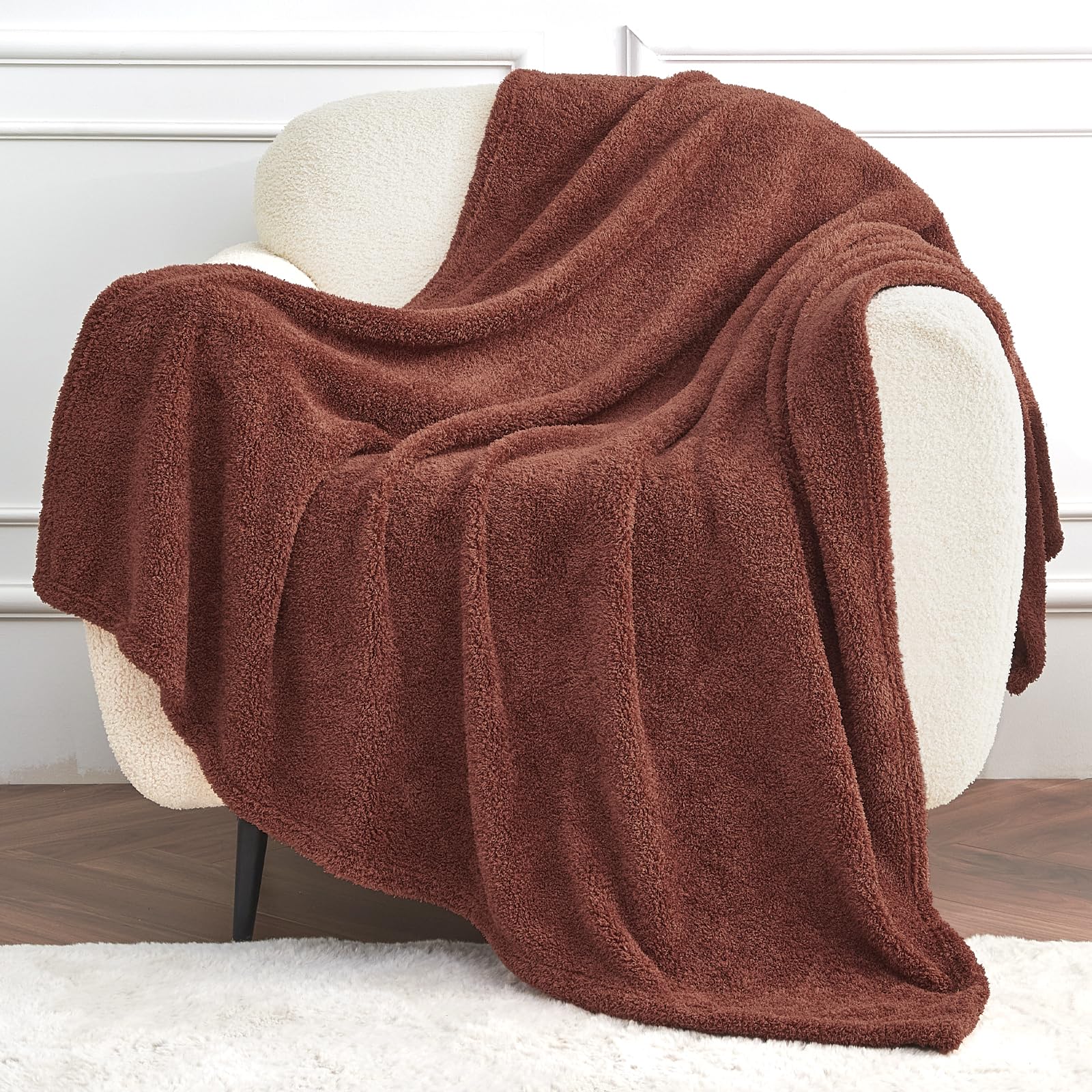DISSA Throw Blanket Super Soft Cozy Fuzzy Plush Warm Blankets & Throws for Couch Sofa Chair Bed Camping Picnic Travel Lightweight Bed Knitted Coffee Blanket All Season Use - 51X63