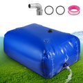 LANUEVA 158 Gal/600L Portable Water Storage Bladder 1000D PVC Foldable Water Tank with Spigots and Overflow Kit Water Storage Containers for Emergency Water RV Irrigation&Camping (Blue 600L)