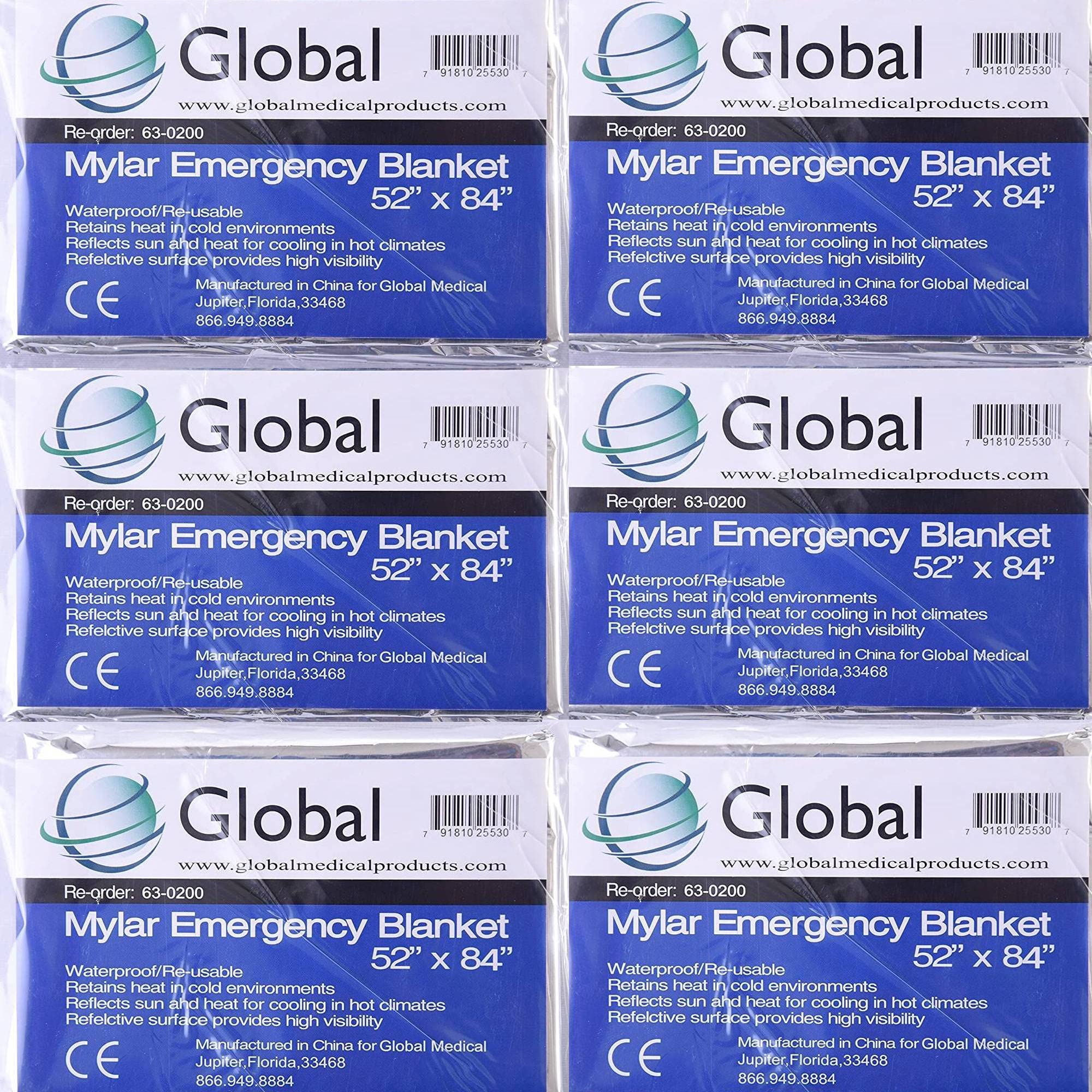 Medical Sales Supply Emergency Mylar Thermal Blankets - Pack of 6 | Survival Space Fire Blankets for Outdoor Adventures Marathons First Aid | Waterproof & Windproof | Ideal for Camping & Hiking