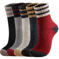 5 Pairs Wool Socks for Women - Comfortable and Warm Womens Wool Socks Wool Socks Women Classic Womens Winter Socks Super Soft Crew Socks for Women Thick Knit Cabin Cozy Wool Socks Gifts For Women