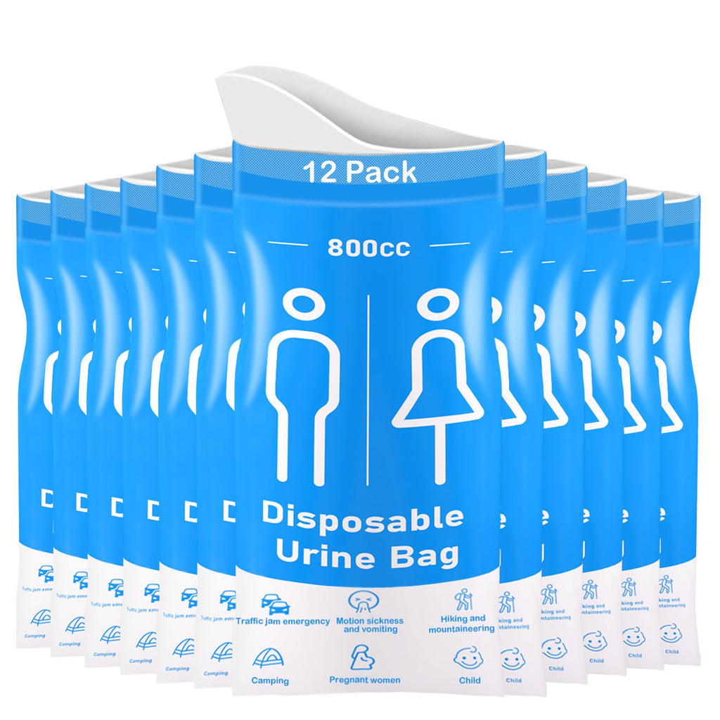 Disposable Urine Bags 12 Pcs 800ML Pee Bags for Travel for Women/Men Emergency Toilet for Car and Vomit Bags Unisex Urinal Bag Suit for Travel Camping Traffic Jams Pregnant Adult Patient Kids