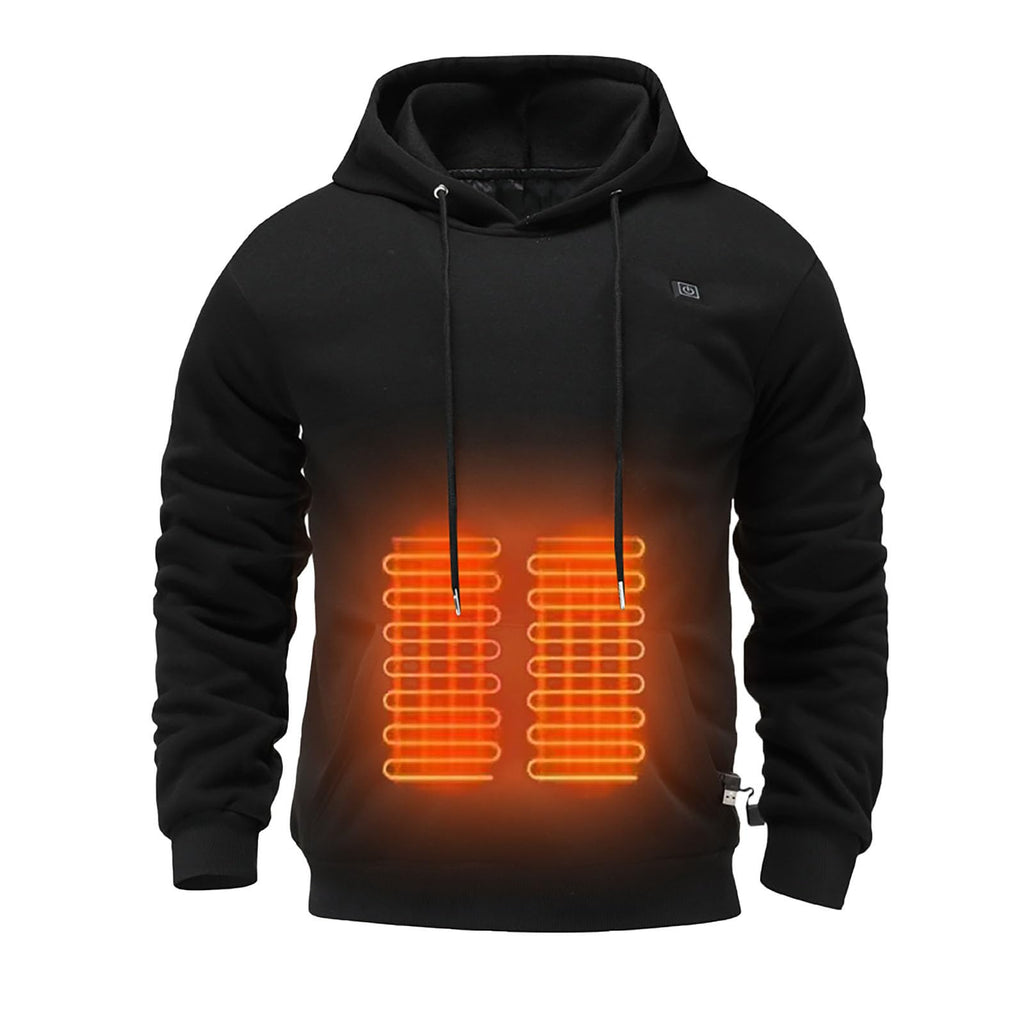 JiXiang Heated Jackets for Men Women Heating Hoodies Sweatshirt Warm USB Electric Heaters Winter Heated Hoodie Outdoor Coat Black