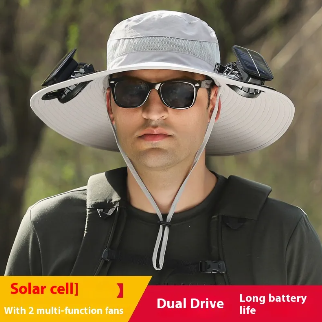 Solar-Powered Cooling Hat with Long-Lasting Lithium Battery and Built-In Fans