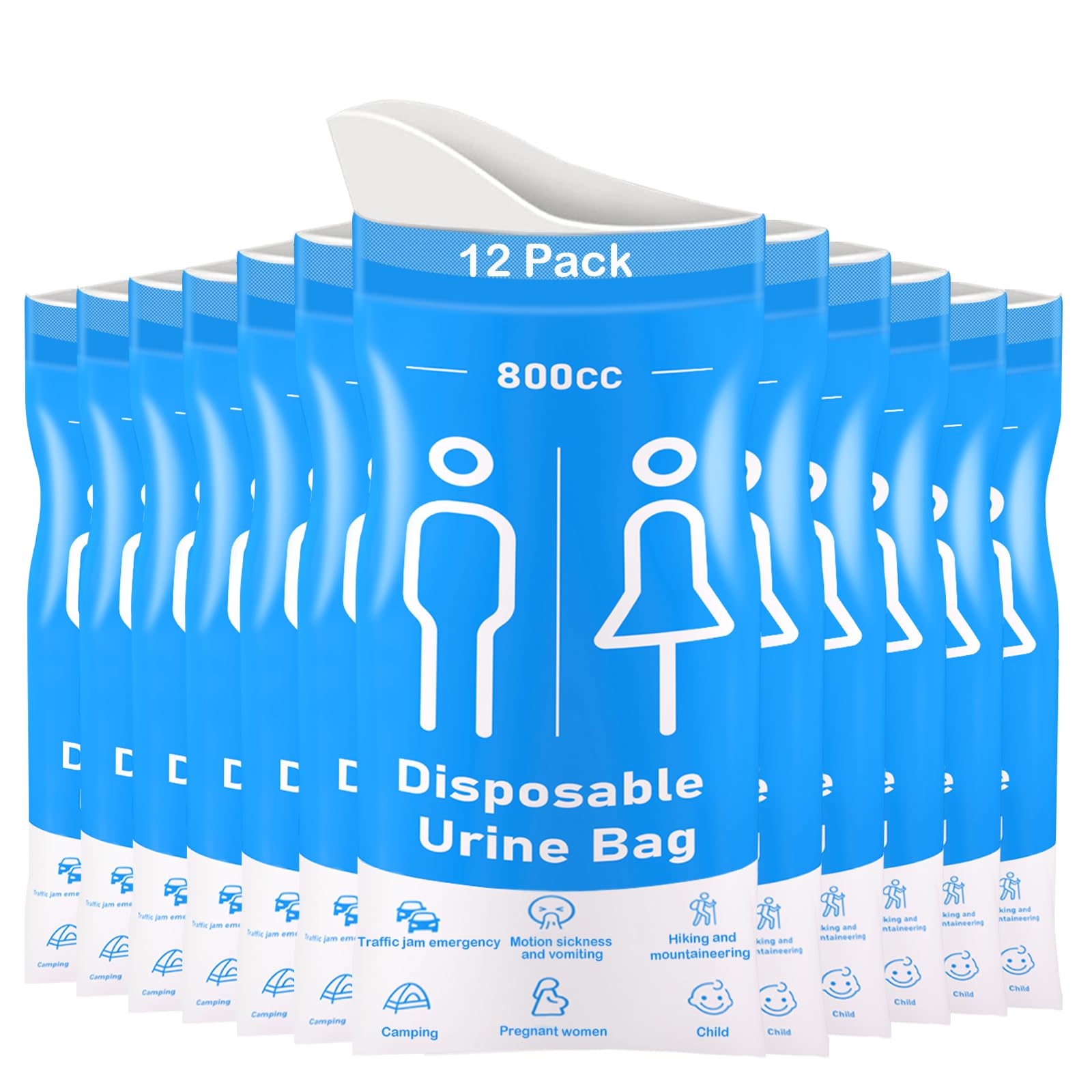 Disposable Urine Bags 12 Pcs 800ML Pee Bags for Travel for Women/Men Emergency Toilet for Car and Vomit Bags Unisex Urinal Bag Suit for Travel Camping Traffic Jams Pregnant Adult Patient Kids